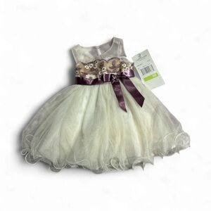 Rare Editions White and Purple Baby Dress